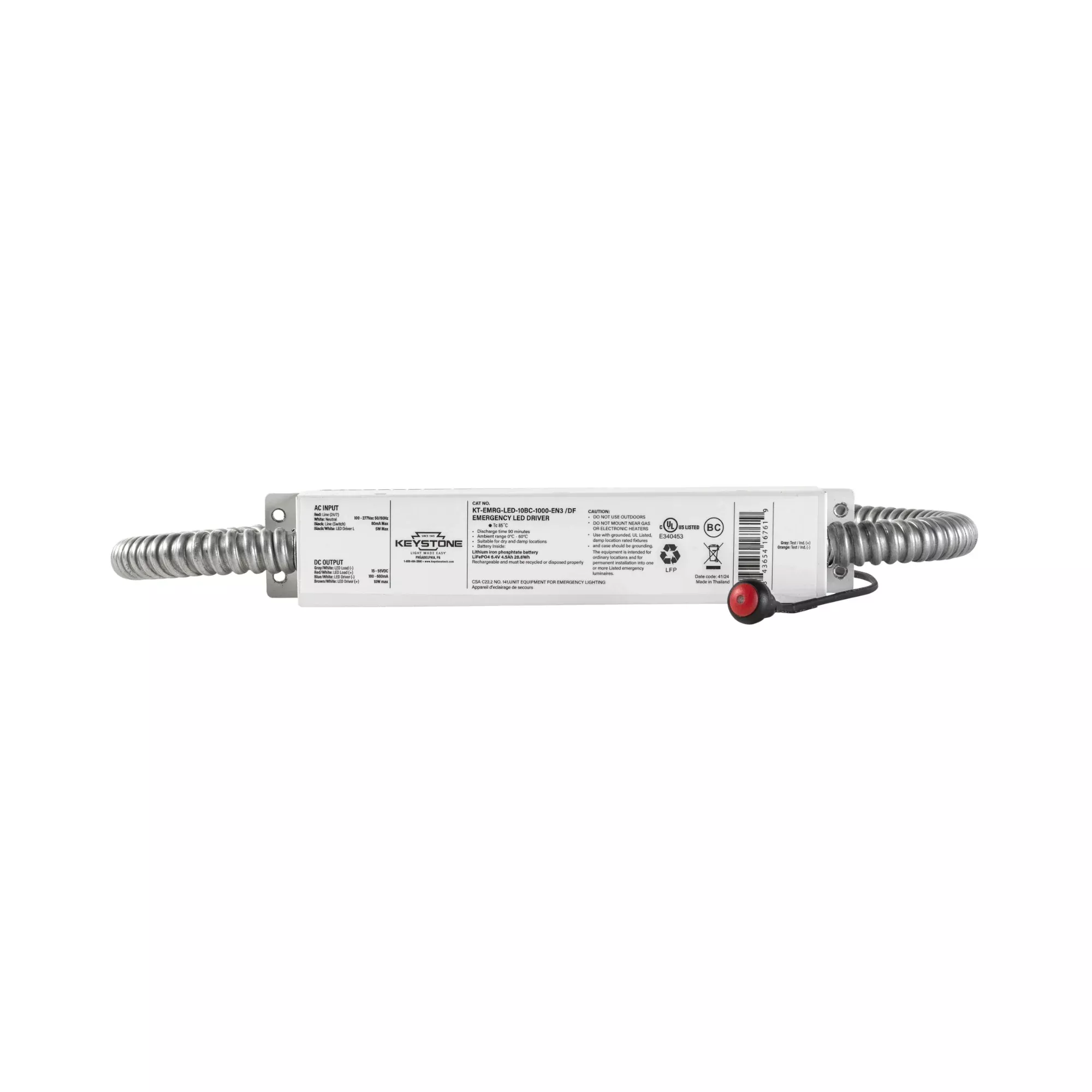 10W LED Emergency Driver, 15-55V DC Output, Dual Flex
