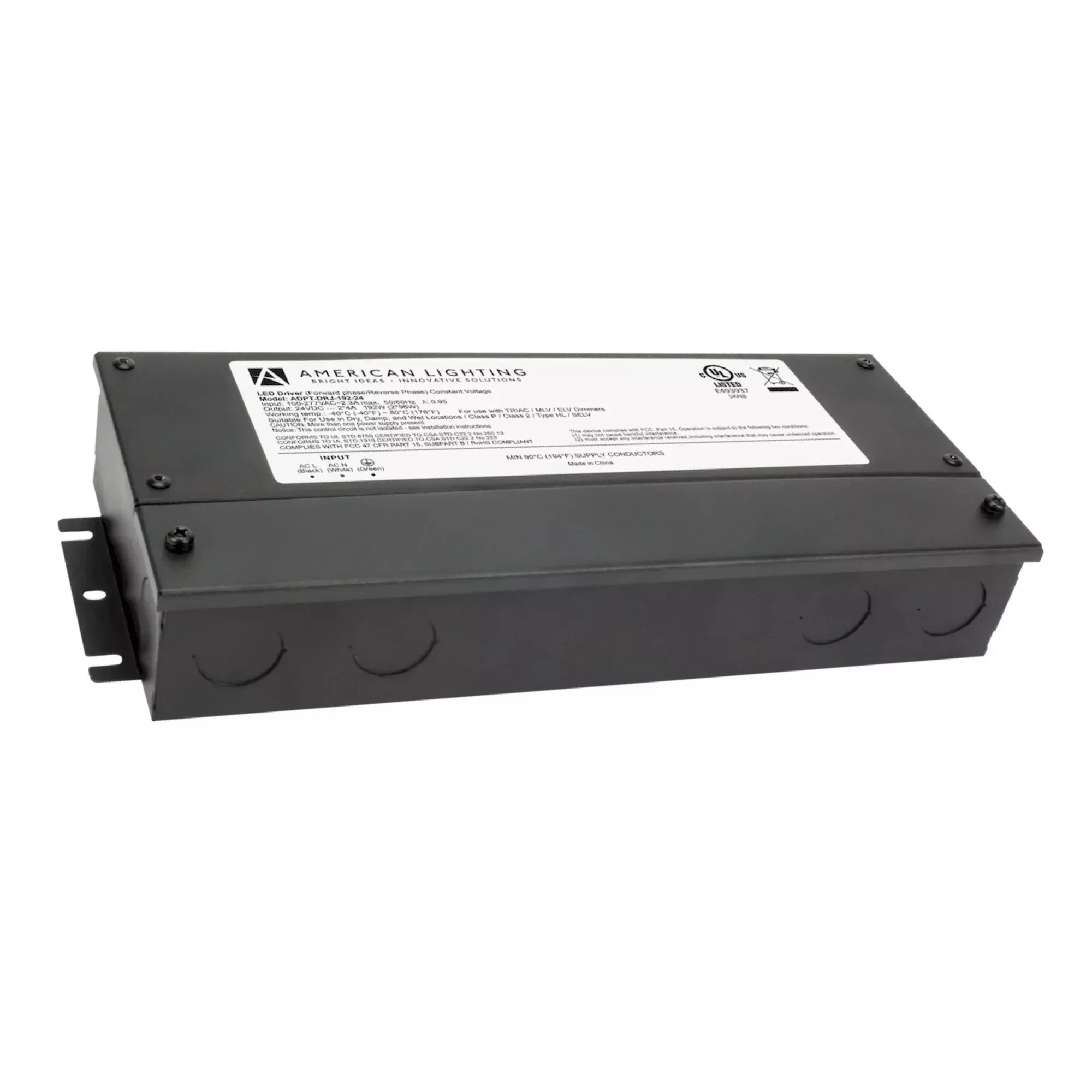 American Lighting Adaptive Pro 192W LED Driver 24V DC Multi-Protocol Dimming, Wet Rated, 120-277V