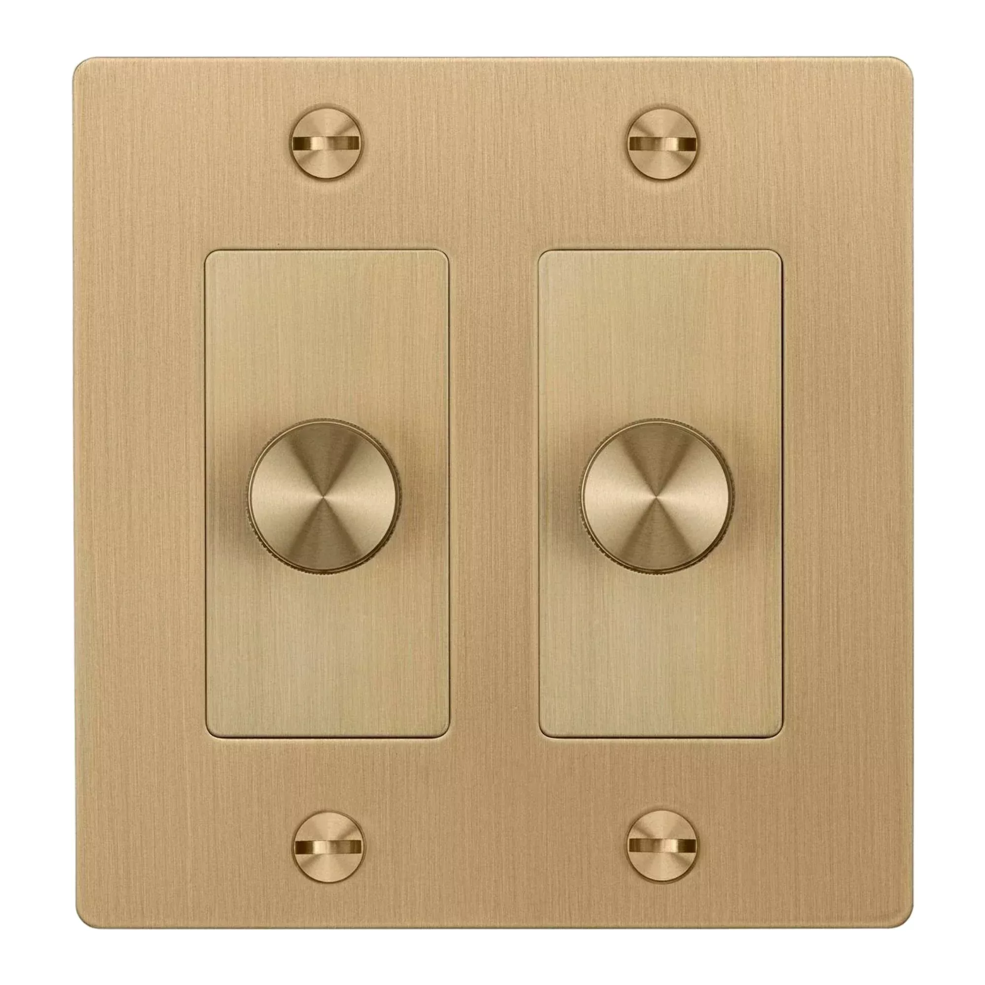 Buster + Punch NDK-424316 Cross 2-Gang LED Dimmer Without Logo, 250W, Rotary, 120V, Brass