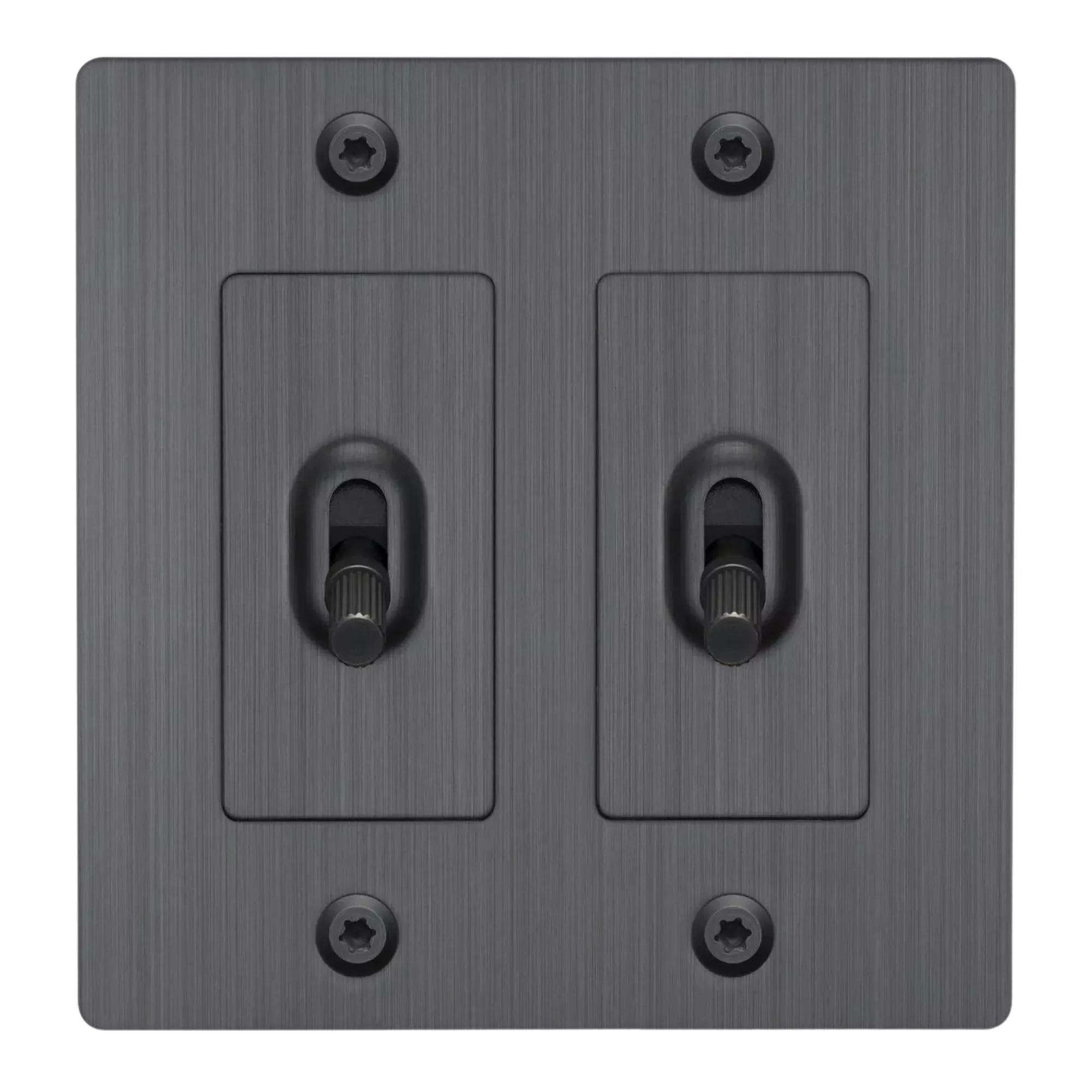 Buster + Punch NTG-454048 Linear 2-Gang Toggle Switch Without Logo, 15A, Single-Pole/3-Way, Smoked Bronze