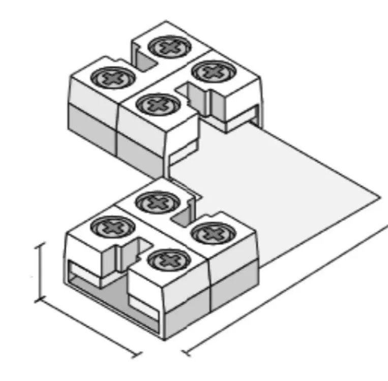 Diode LED Tape Light 90 Degree Corner Connector With Attached 12mm Tape-to-Tape Terminal Blocks, 5 Pack (DI-TB12-90-TTT-5)