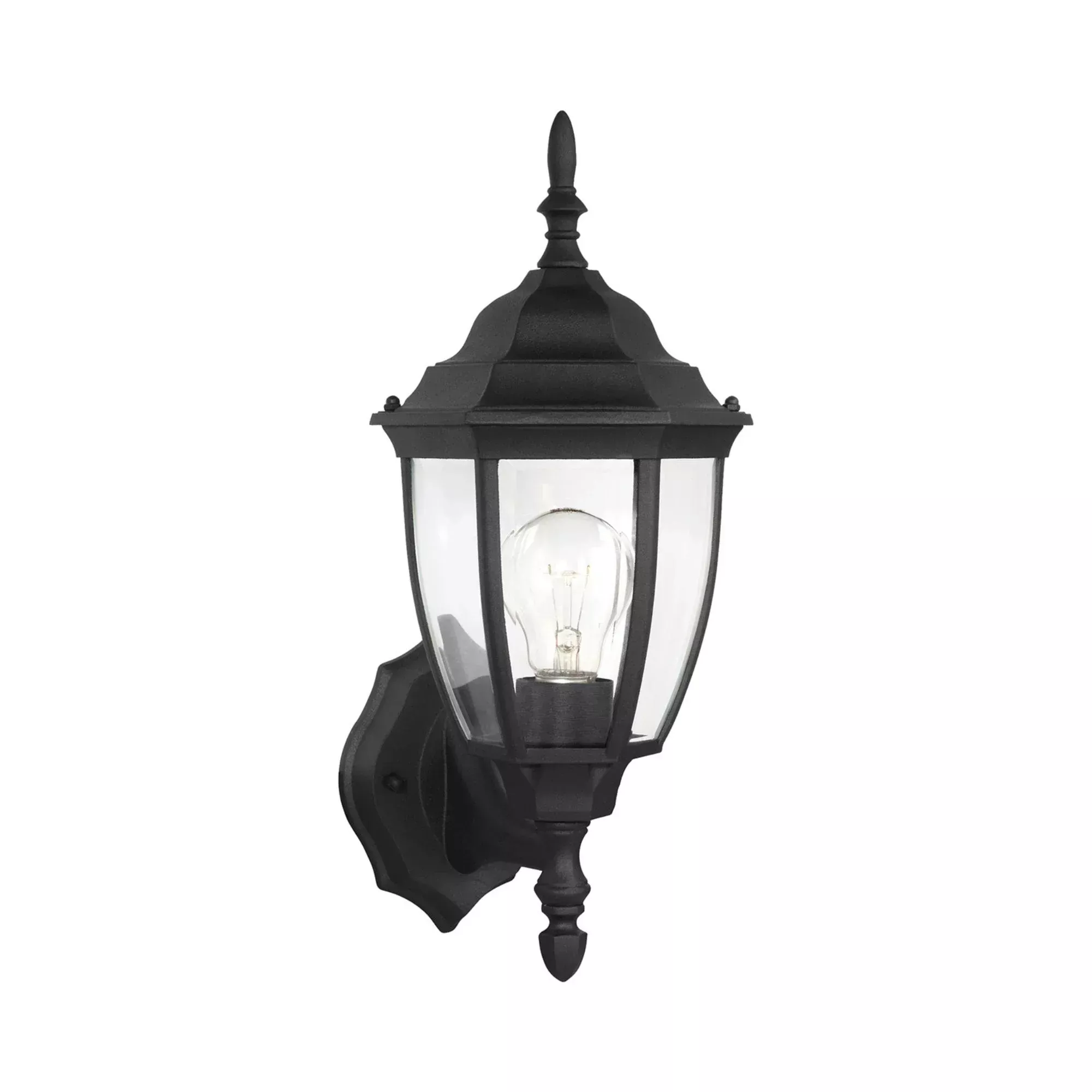 Generation Lighting Bakersville 15.5 in. Outdoor Wall Lantern, Black with Clear Beveled Glass