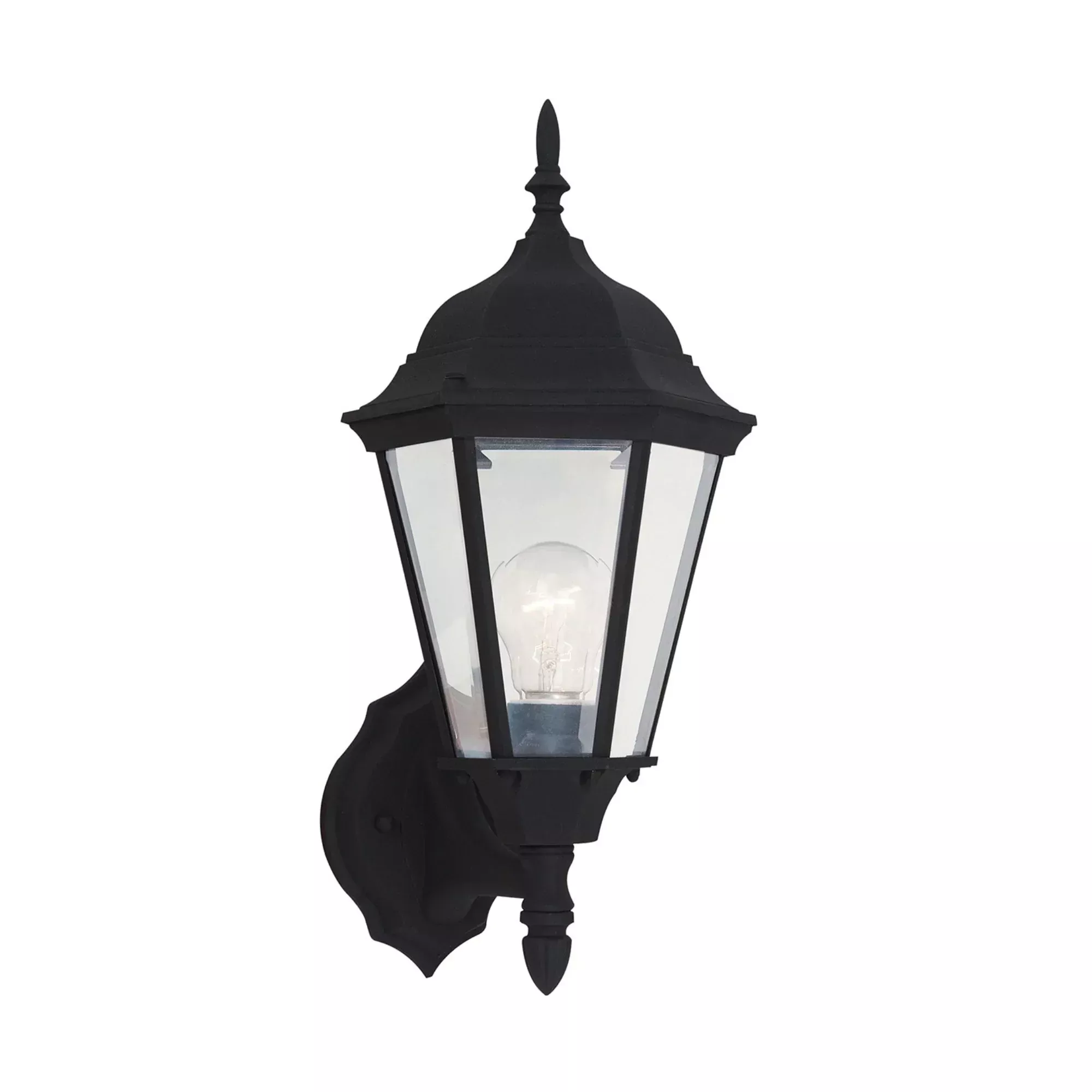 Generation Lighting Bakersville 17 in. Outdoor Wall Lantern, Black with Clear Beveled Glass
