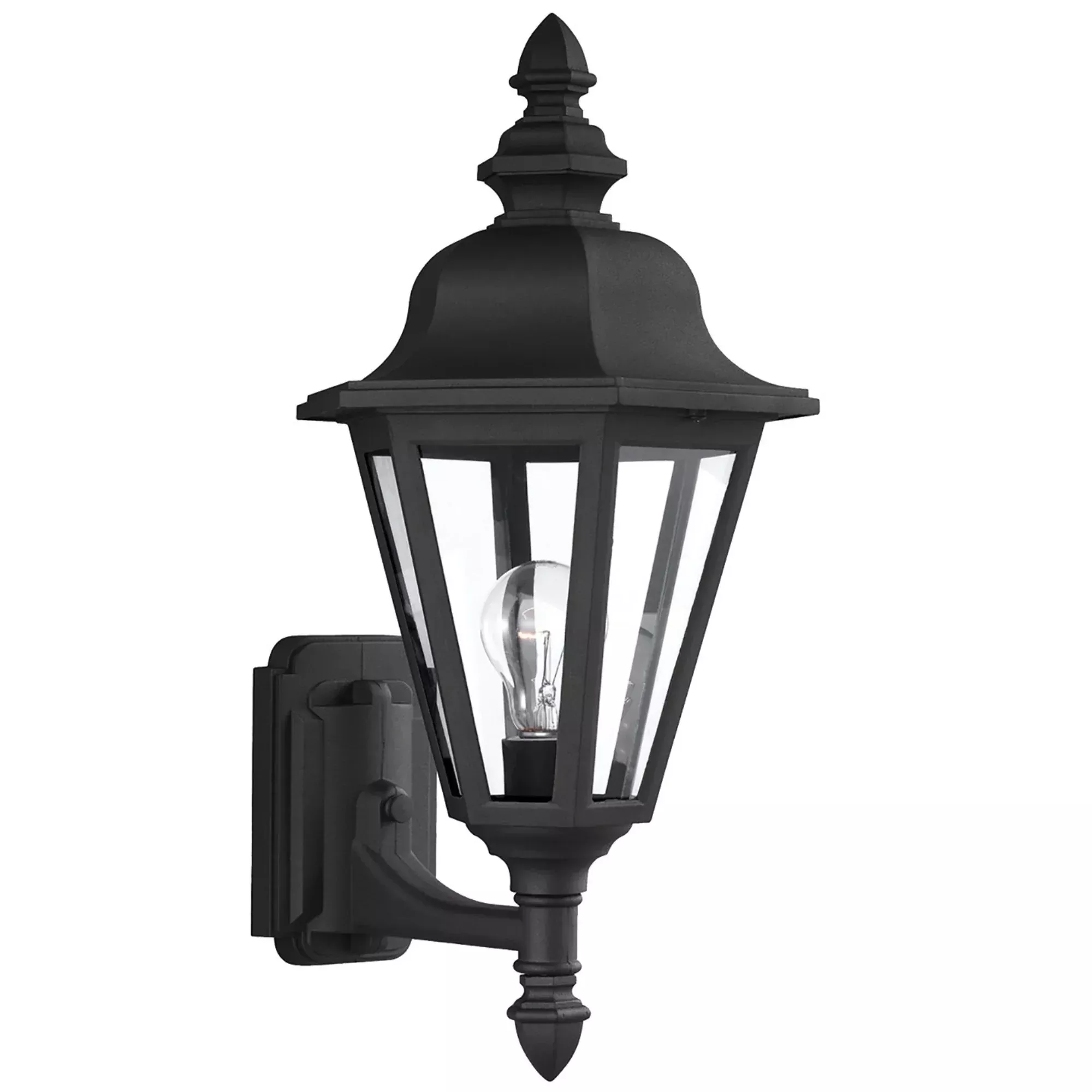 Generation Lighting Brentwood 19.75 in. Outdoor Wall Lantern, Black with Clear Glass Panels