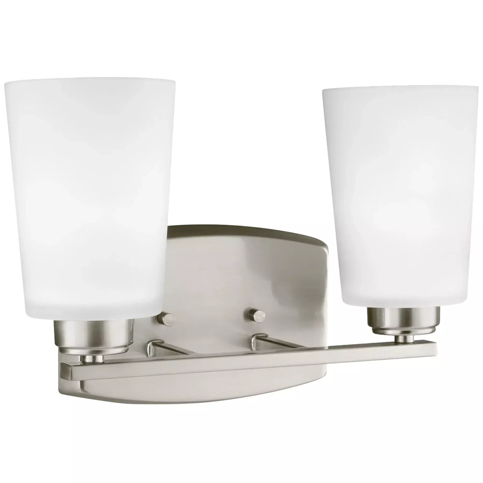 Generation Lighting Franport 13.25 in. 2-Light Bathroom Vanity Light, Brushed Nickel with Etched White Inside Glass