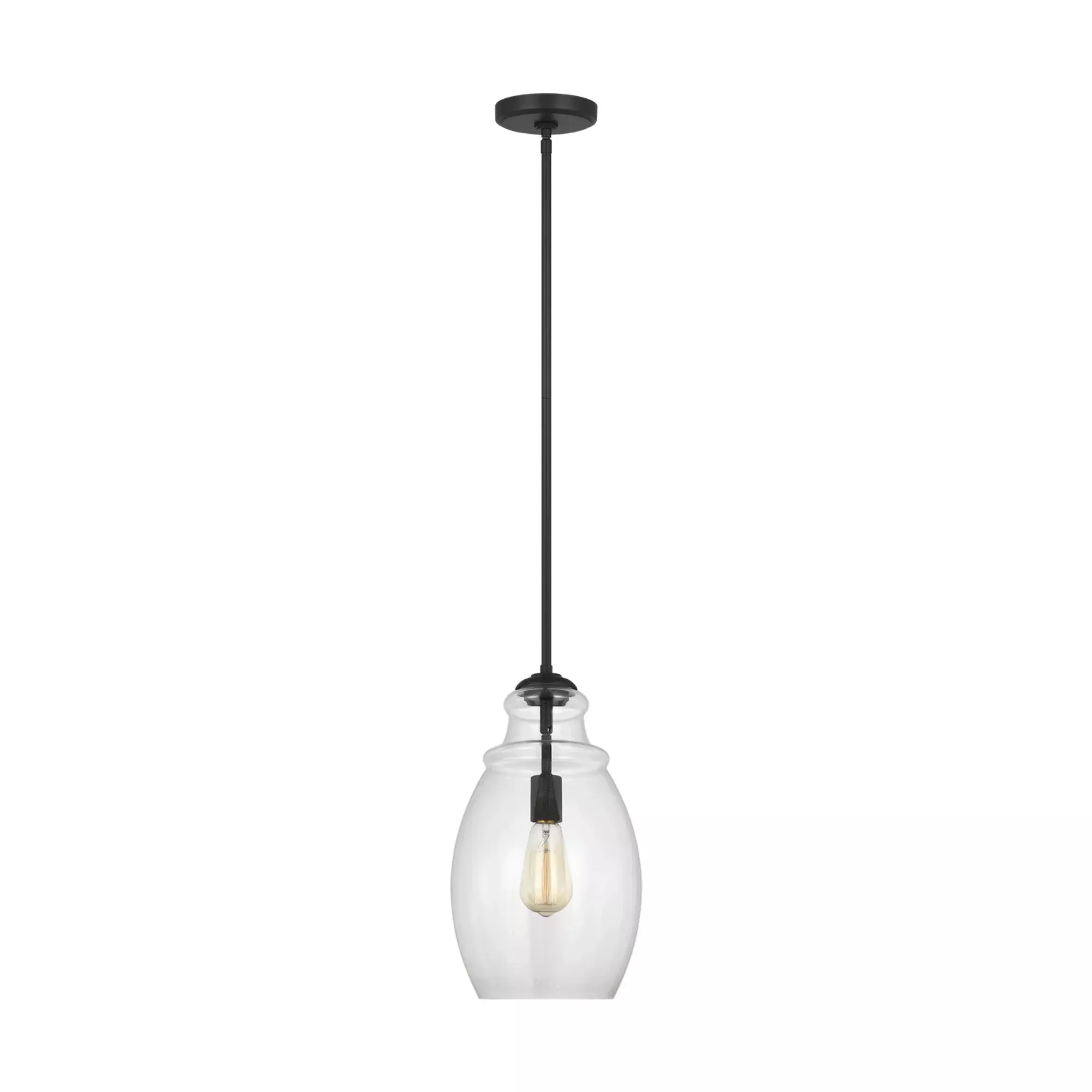 Generation Lighting Marino 16.25 in. Pendant Light, Midnight Black with Clear Glass