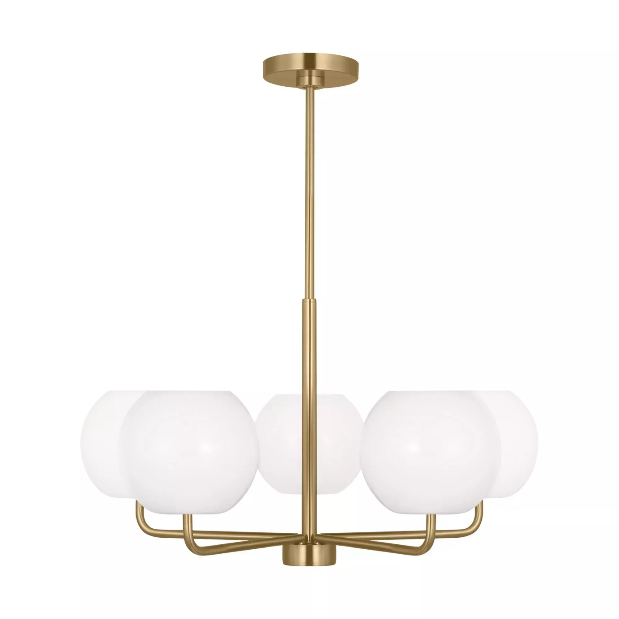 Generation Lighting Rory 26.88 in. 5-Light Chandelier, Satin Brass with Opal Glass Shades