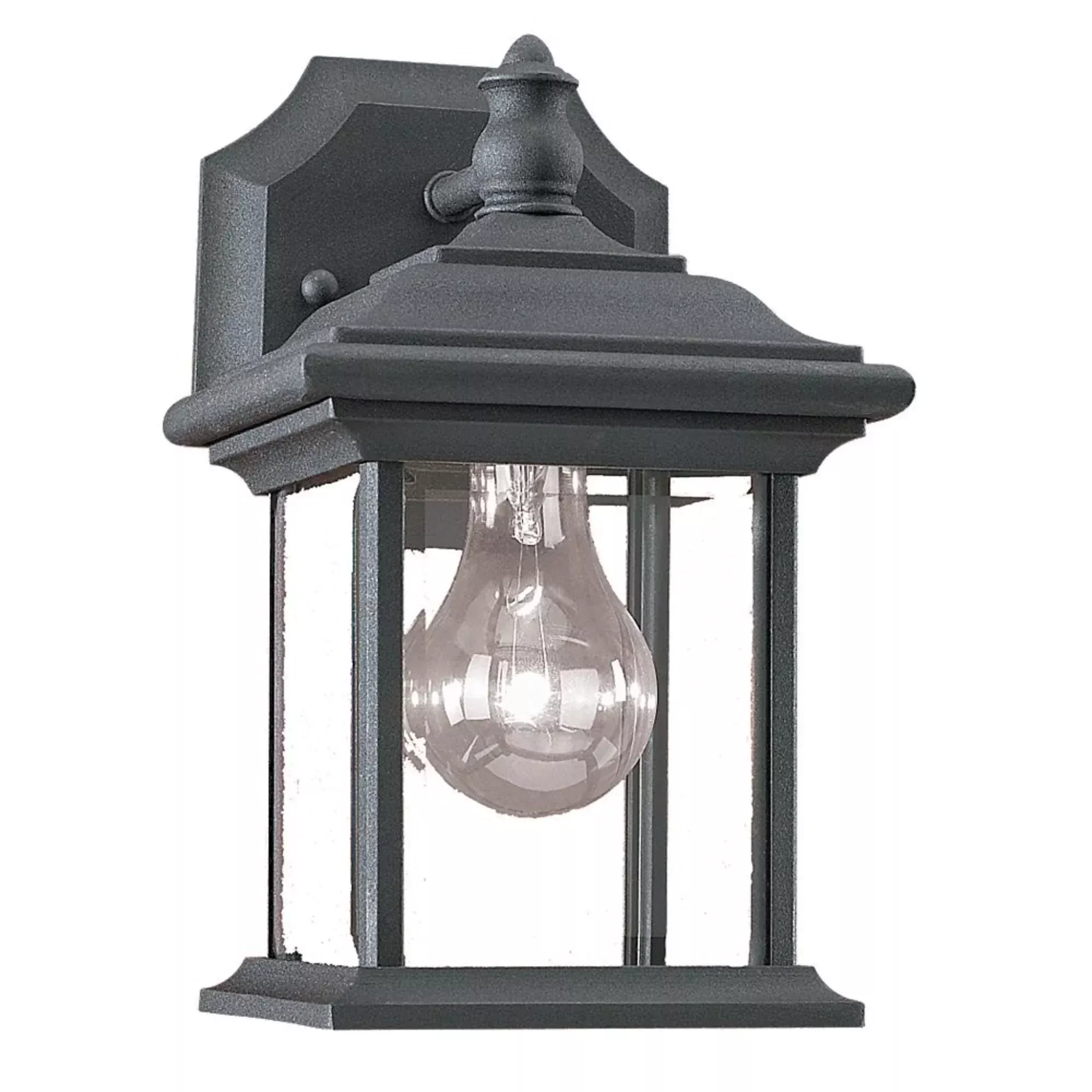Generation Lighting Wynfield 9.75in Outdoor Wall Lantern, Black with Clear Beveled Glass