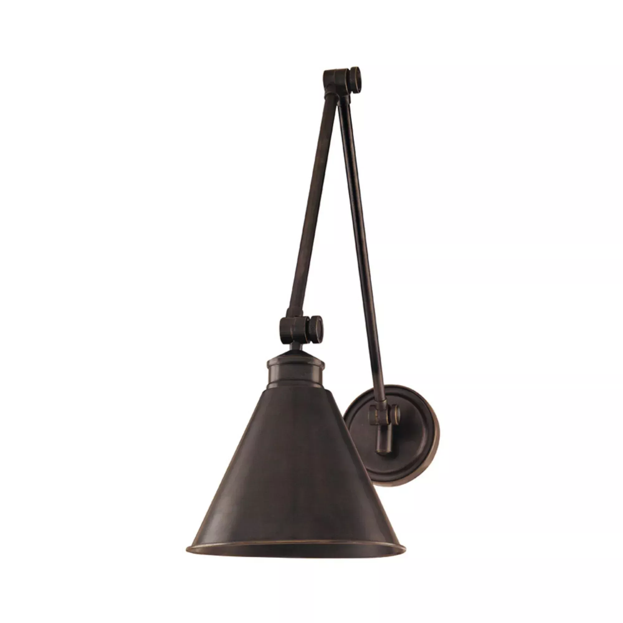 Hudson Valley Exeter 19 in. Swing Arm Lamp, Old Bronze with Brass Shade