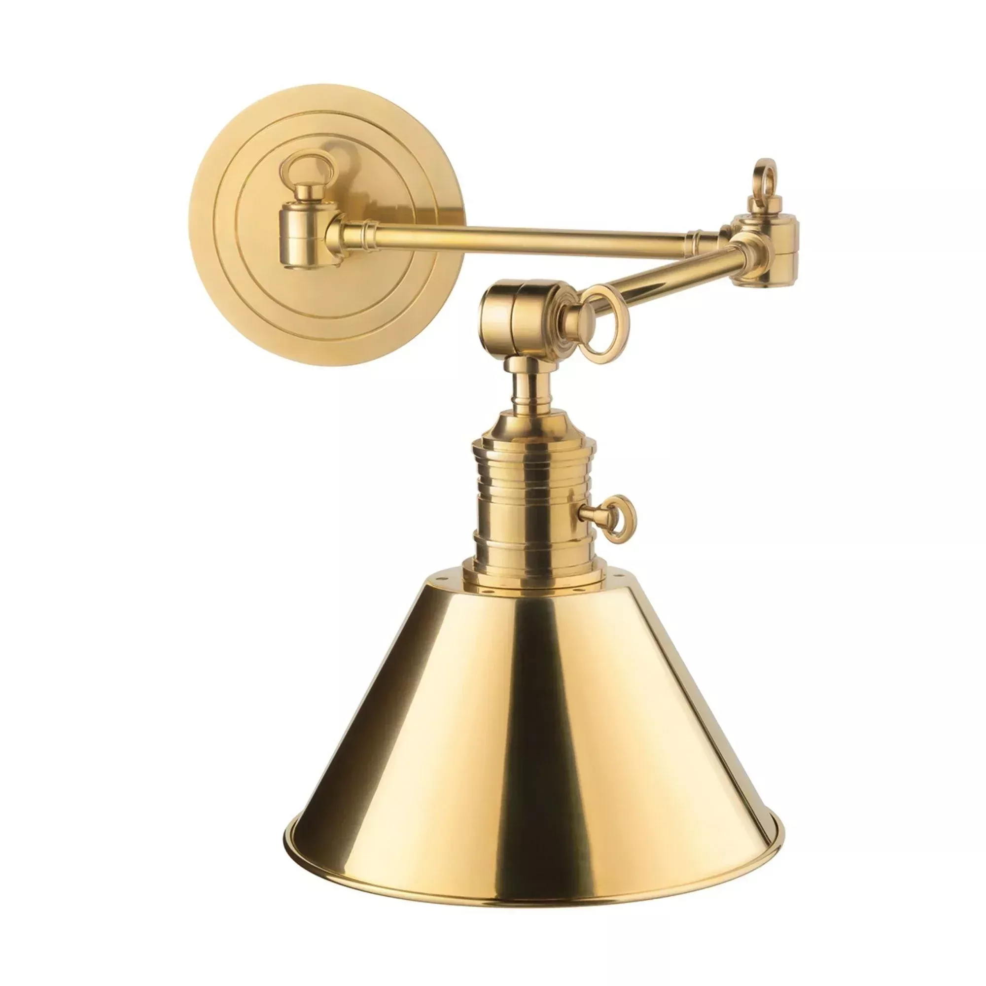 Hudson Valley Garden City 11.25 in. Swing Arm Lamp, Aged Brass with Steel Cone Shade