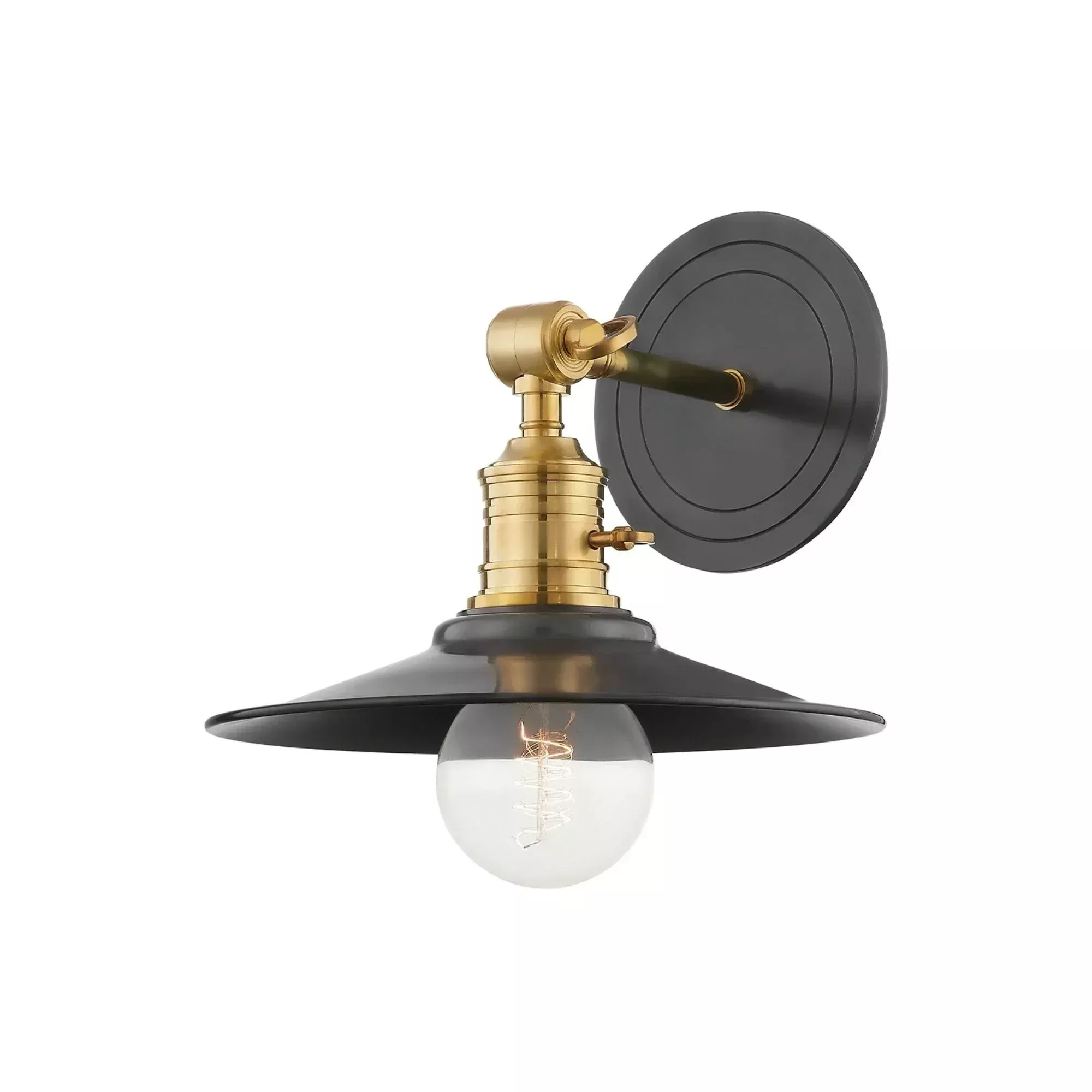 Hudson Valley Garden City 11 in. Swing Arm Lamp, Aged Brass/Old Bronze with Cone Shade