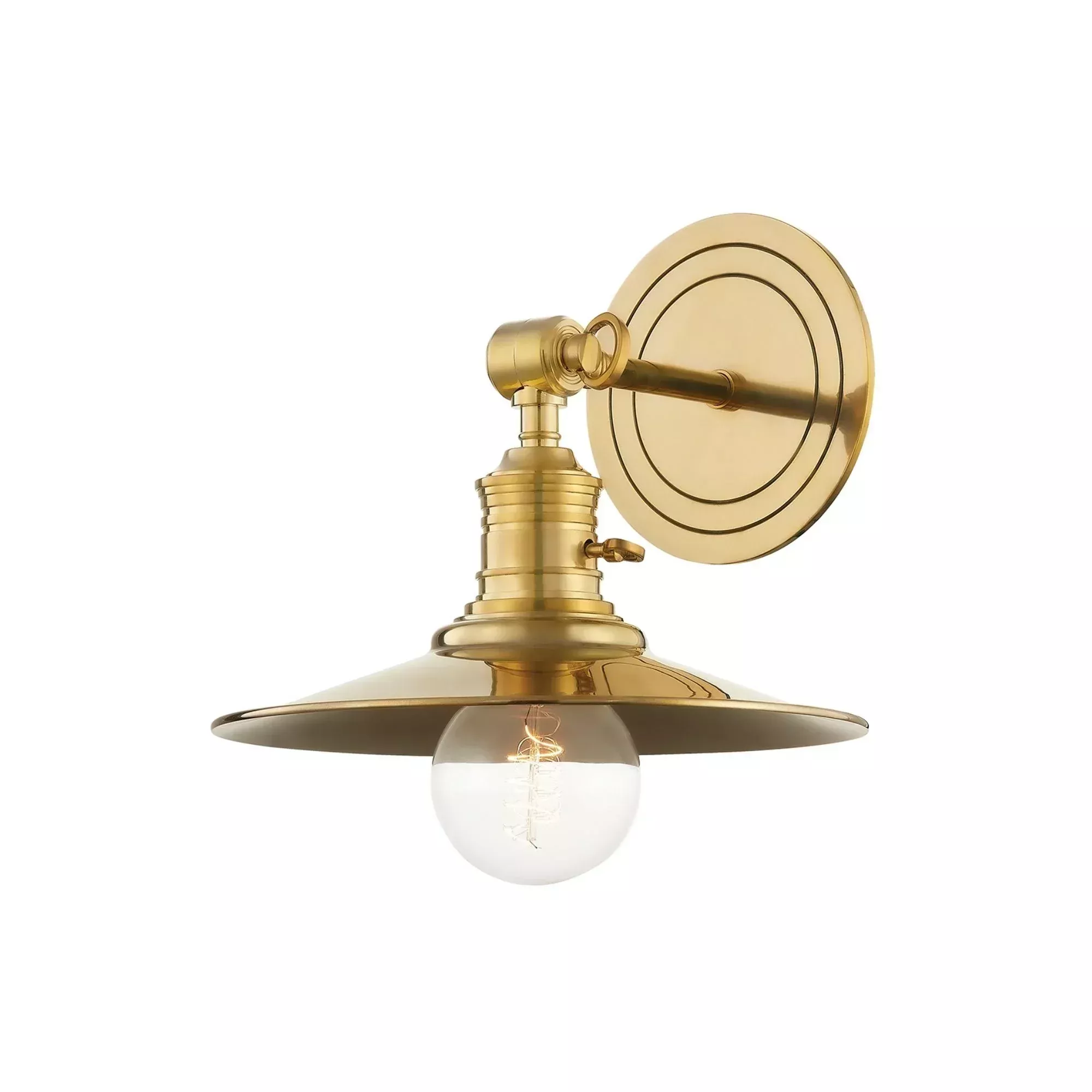 Hudson Valley Garden City 11 in. Swing Arm Lamp, Aged Brass with Cone Shade