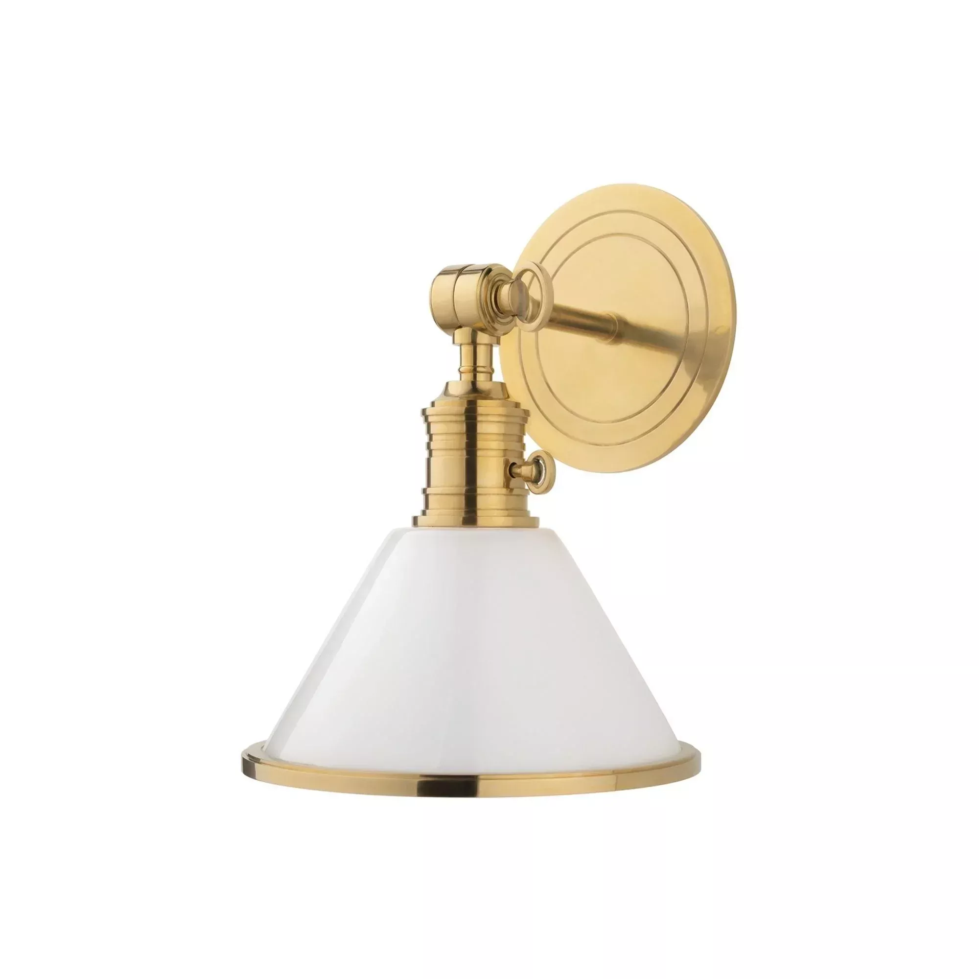 Hudson Valley Garden City 11 in. Swing Arm Lamp, Aged Brass with Opal Shiny Glass