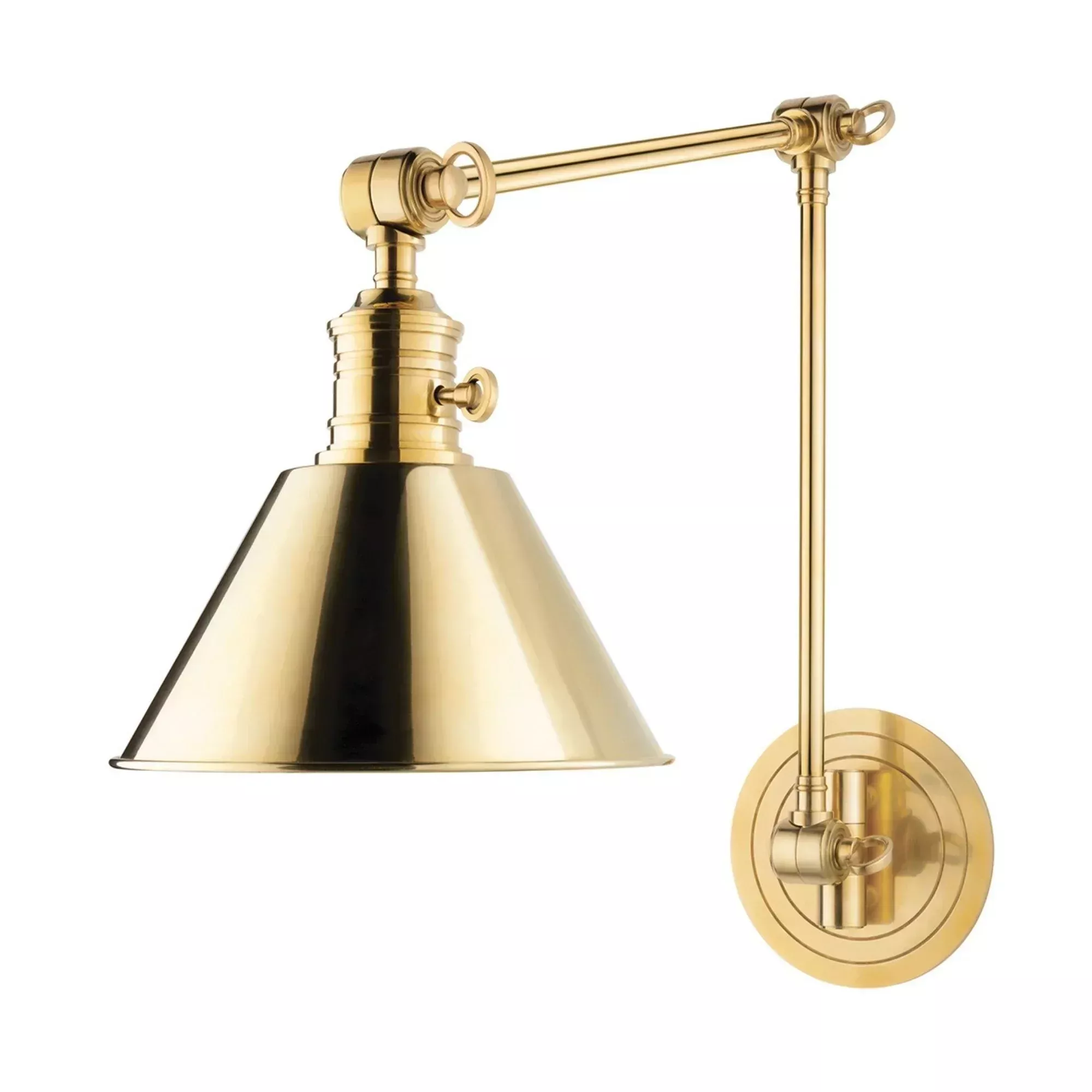 Hudson Valley Garden City 23 in. Swing Arm Lamp, Aged Brass with Steel Shade