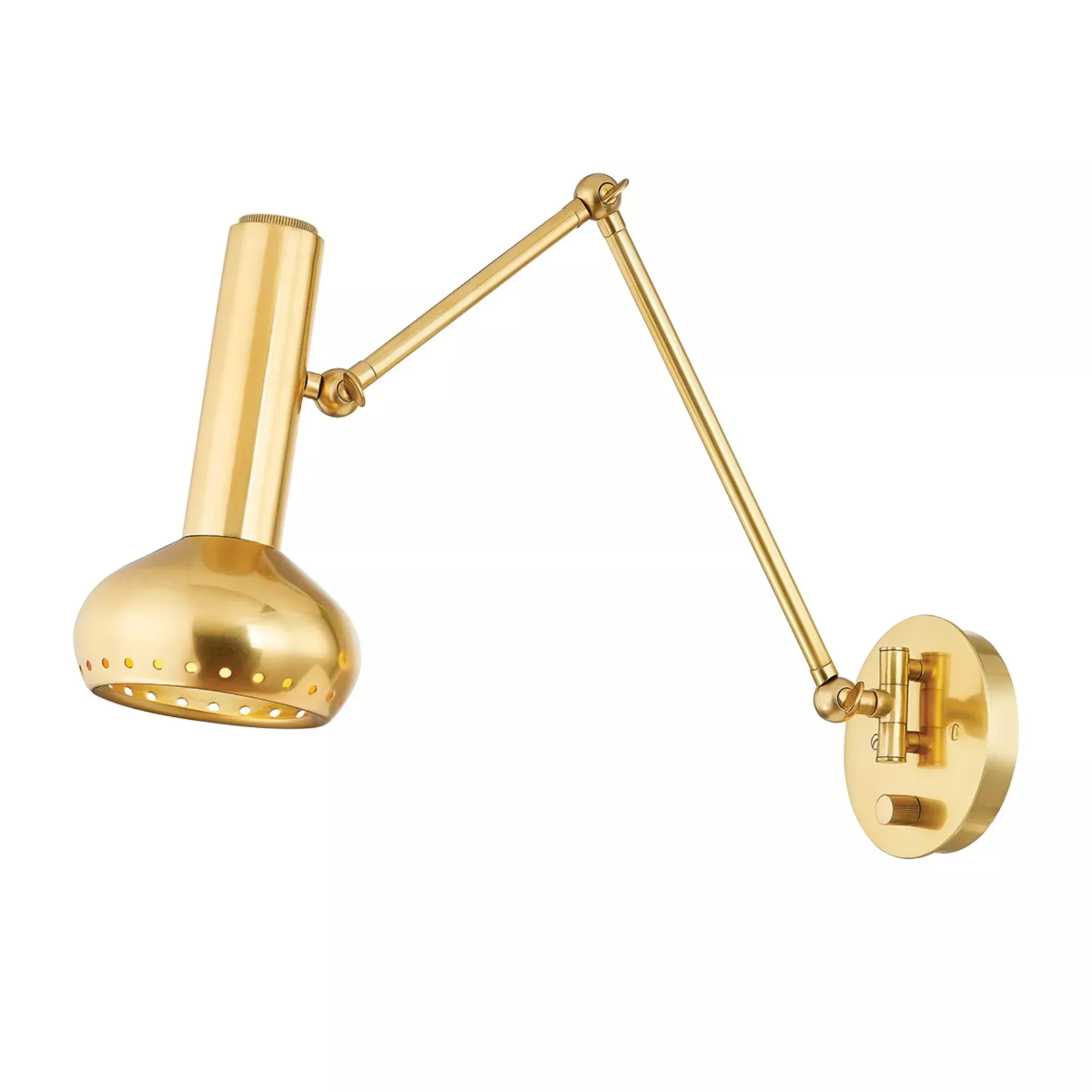 Hudson Valley Roald 12.5 in. Swing Arm Lamp, Aged Brass with Steel Shade