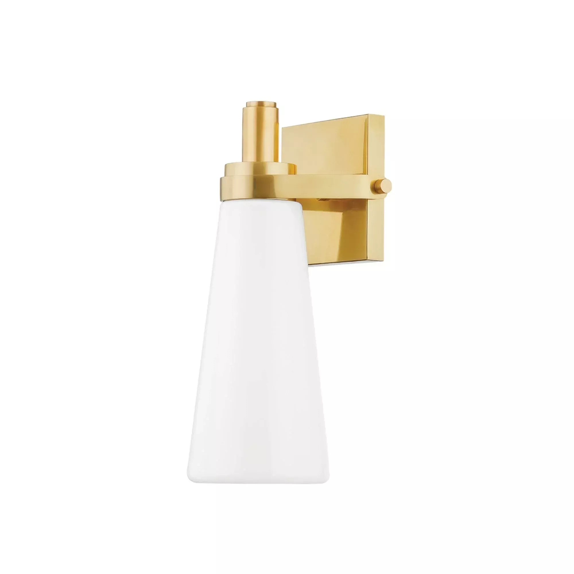 Hudson Valley Trude 12.25 in. Wall Sconce, Aged Brass with Opal Glossy Glass