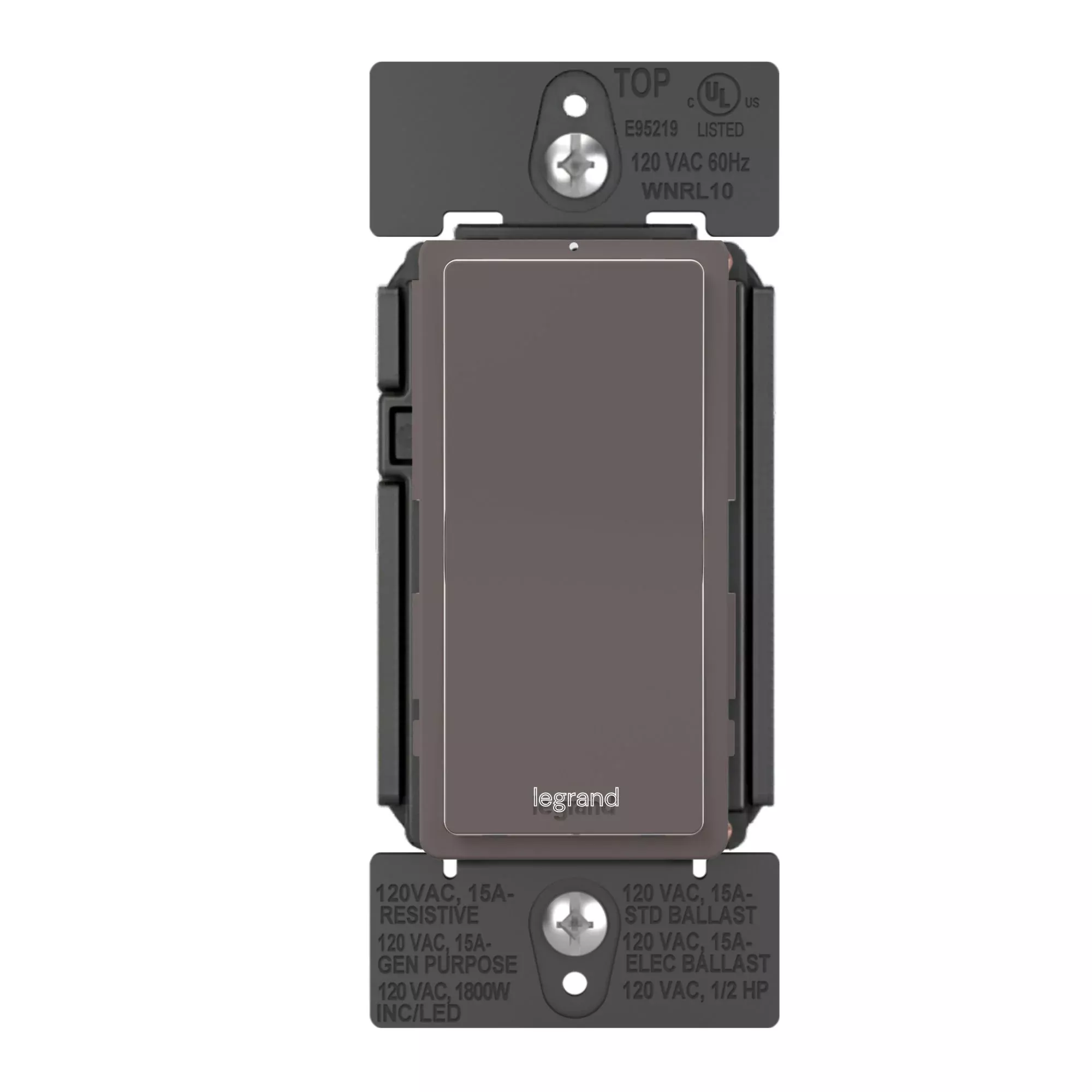 Legrand WNRL10 Radiant Smart Switch with Netatmo, 15A, Single-Pole/3-Way/Multi-Location, Brown