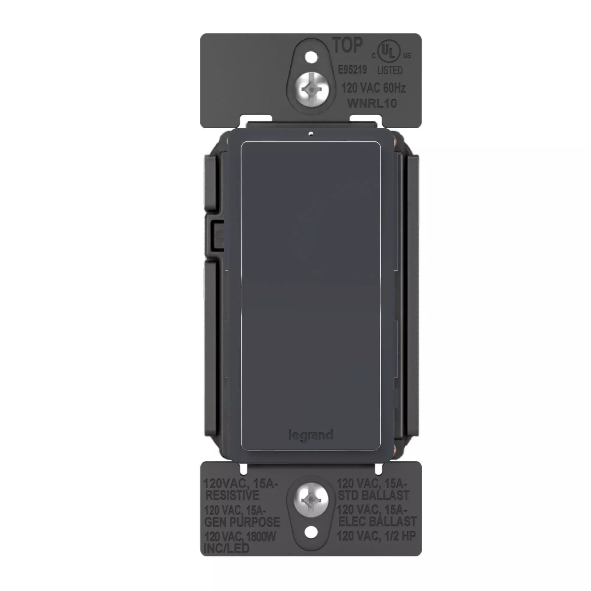 Legrand WNRL10G radiant Smart Switch with Netatmo, 15A, Single-Pole/3-Way/Multi-Location, Graphite