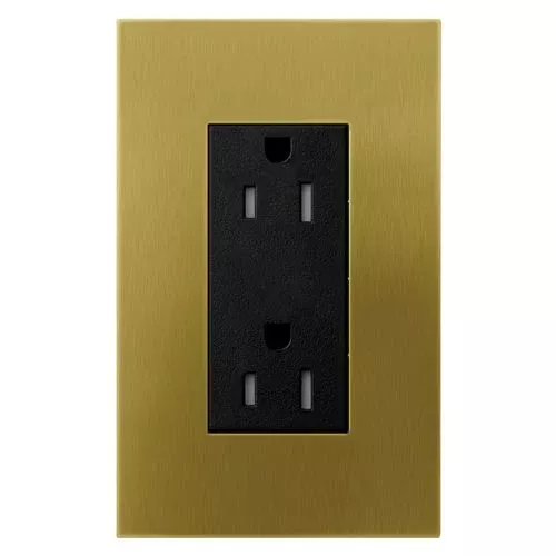 Lutron Architectural 15 A Tamper-Resistant Duplex Receptacle, Antique Brass (LTR-F15-TR-QB)