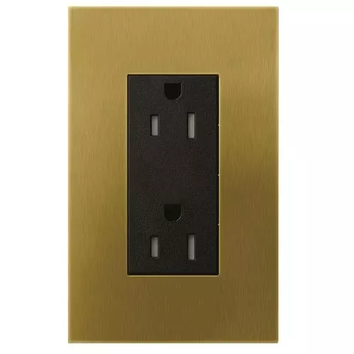 Lutron Architectural 20 A Tamper-Resistant Duplex Receptacle, Antique Brass (LTR-F20-TR-QB)