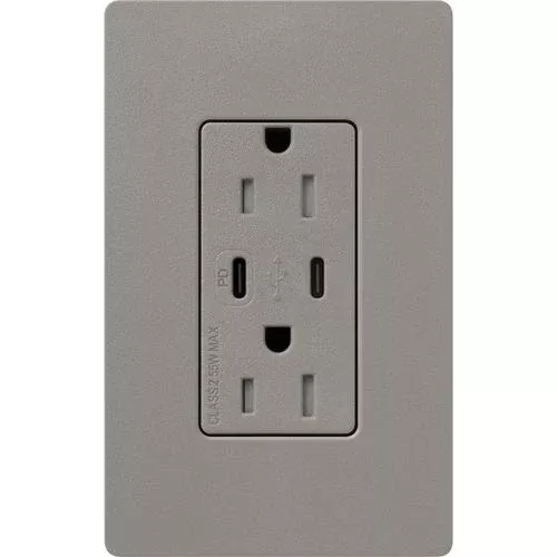 Lutron Claro USB Charging Receptacle 15 A, Cobbllestone (SCR-15-CCTR-CS)