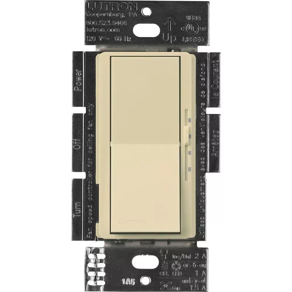 Lutron Diva Fan and Light Control 1.5 A, Ivory (DVFSQ-LFH-IV)