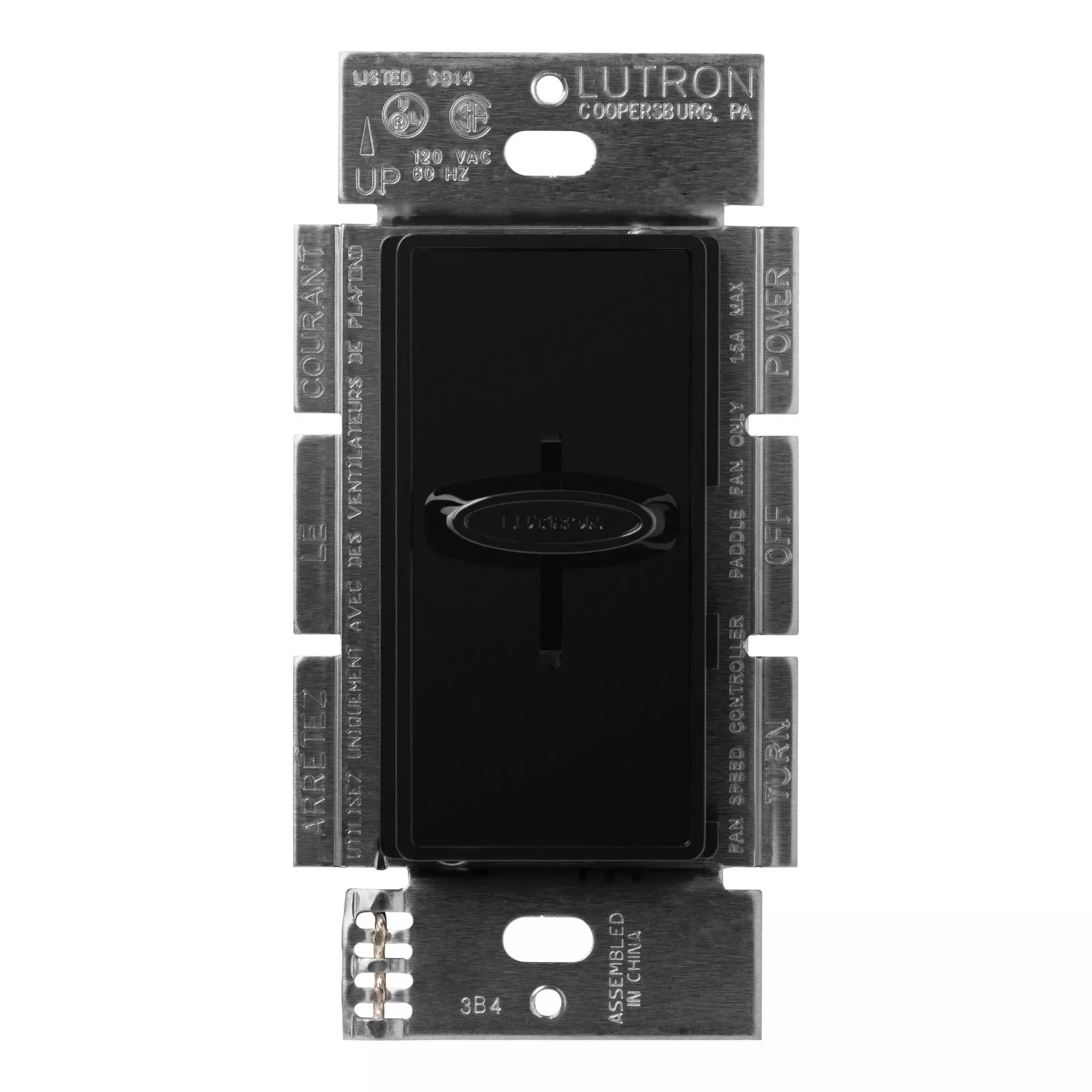 Lutron SFSQ-F-BL Skylark Fan Control, 1.5A, Single-Pole, Slide, Black