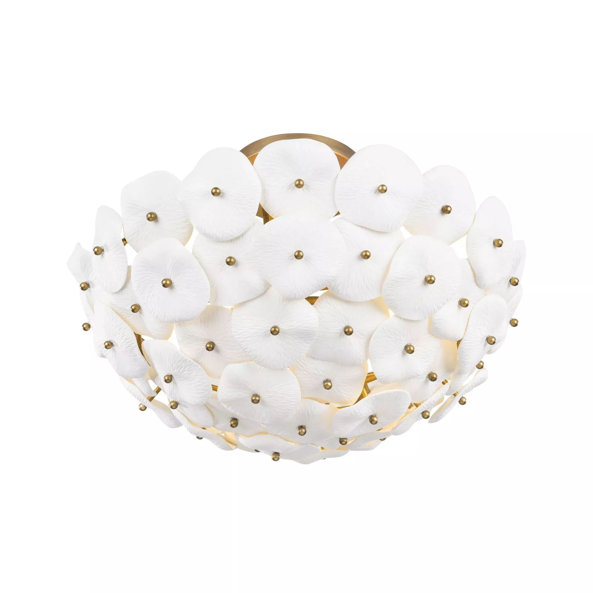 Metropolitan Coastlyn 22 in. 3-Light Semi-Flush Mount, Legacy Brass & Navy Blue