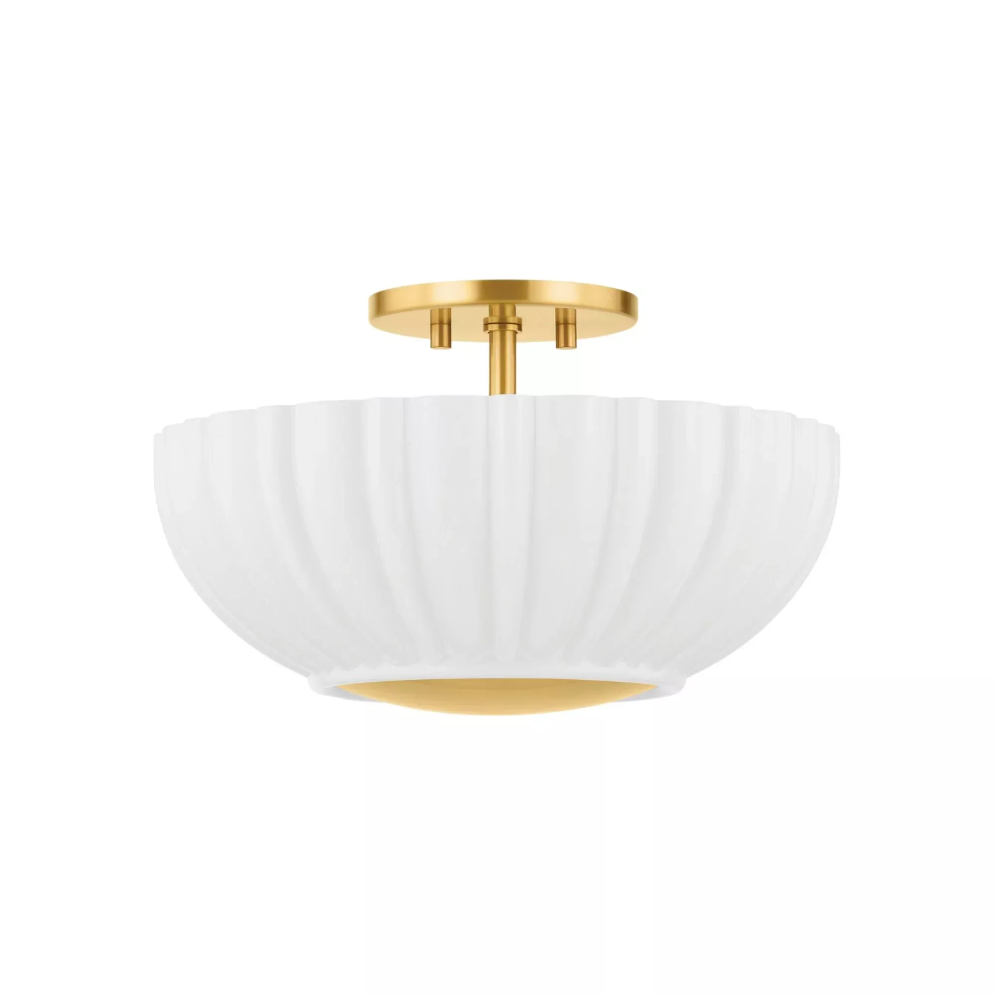 Mitzi Anne 15 in. 2-Light Flush Mount, Aged Brass