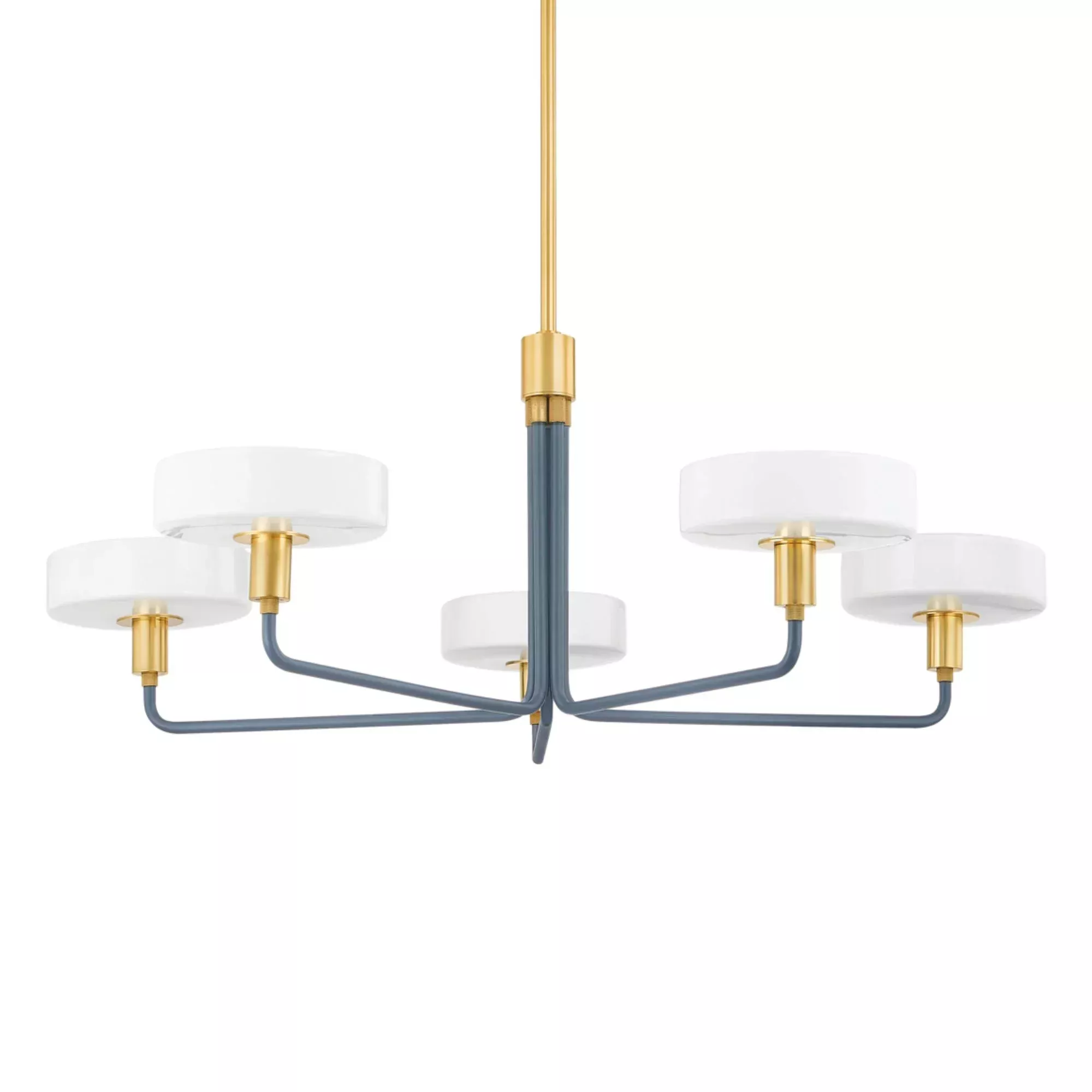 Mitzi Aston 39 in. 5-Light Chandelier, Aged Brass & Slate Blue