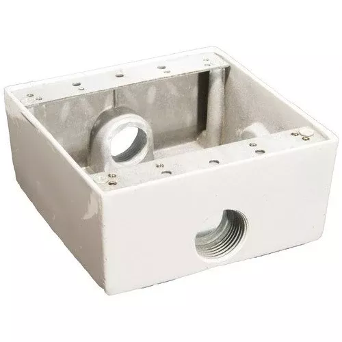 Morris 36222 Weatherproof Box, 2-Gang, 3 Outlet Holes (3/4"), White