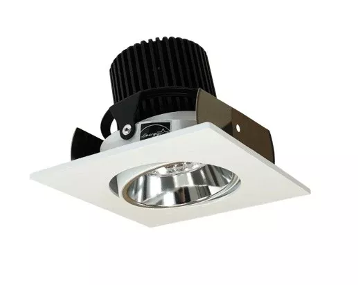 Nora Lighting NIOB-2SC30QCMPW 2" Iolite LED Square Adjustable Cone Reflector, 10-Degree Optic, 800lm / 12W, 3000K, Specular Clear Reflector / Matte Powder White Flange