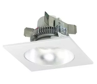 Nora Lighting NLCBC2-45327DW/10 4" Cobalt Click Square Retrofit Reflector with Round Aperture, 1000lm / 12W, 2700K, Diffused Clear Reflector / White Flange