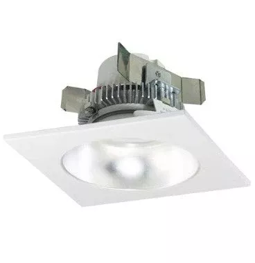 Nora Lighting NLCBC2-45330DW/10 4" Cobalt Click Square Retrofit Reflector with Round Aperture, 1000lm / 12W, 3000K, Diffused Clear Reflector / White Flange