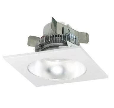 Nora Lighting NLCBC2-45335DW/10 4" Cobalt Click Square Retrofit Reflector with Round Aperture, 1000lm / 12W, 3500K, Diffused Clear Reflector / White Flange