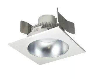 Nora Lighting NLCBC2-55327DW/10 5" Cobalt Click Square Retrofit Reflector with Round Aperture, 1000lm / 12W, 2700K, Diffused Clear Reflector / White Flange