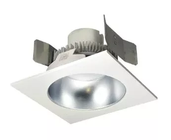 Nora Lighting NLCBC2-55330DW/10 5" Cobalt Click Square Retrofit Reflector with Round Aperture, 1000lm / 12W, 3000K, Diffused Clear Reflector / White Flange