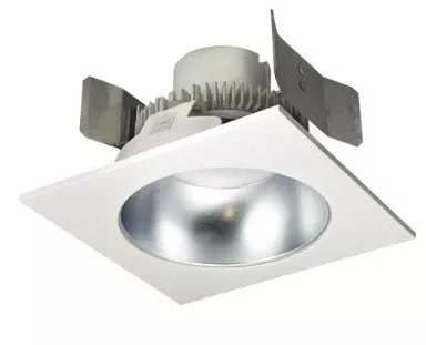Nora Lighting NLCBC2-55340DW/10 5" Cobalt Click Square Retrofit Reflector with Round Aperture, 1000lm / 12W, 4000K, Diffused Clear Reflector / White Flange