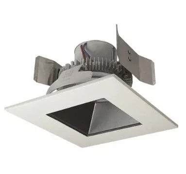 Nora Lighting NLCBC2-55627PW/10 5" Cobalt Click Square Retrofit Reflector with Square Aperture, 1000lm / 12W, 2700K, Pewter Reflector / White Flange