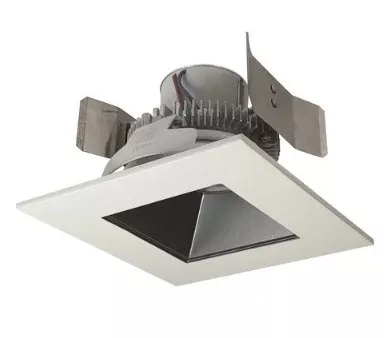 Nora Lighting NLCBC2-55630PW/10 5" Cobalt Click Square Retrofit Reflector with Square Aperture, 1000lm / 12W, 3000K, Pewter Reflector / White Flange