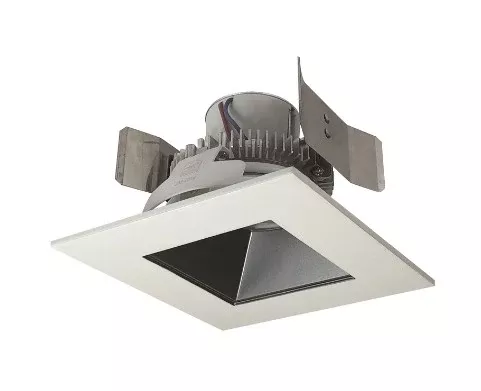 Nora Lighting NLCBC2-55635PW/10 5" Cobalt Click Square Retrofit Reflector with Square Aperture, 1000lm / 12W, 3500K, Pewter Reflector / White Flange