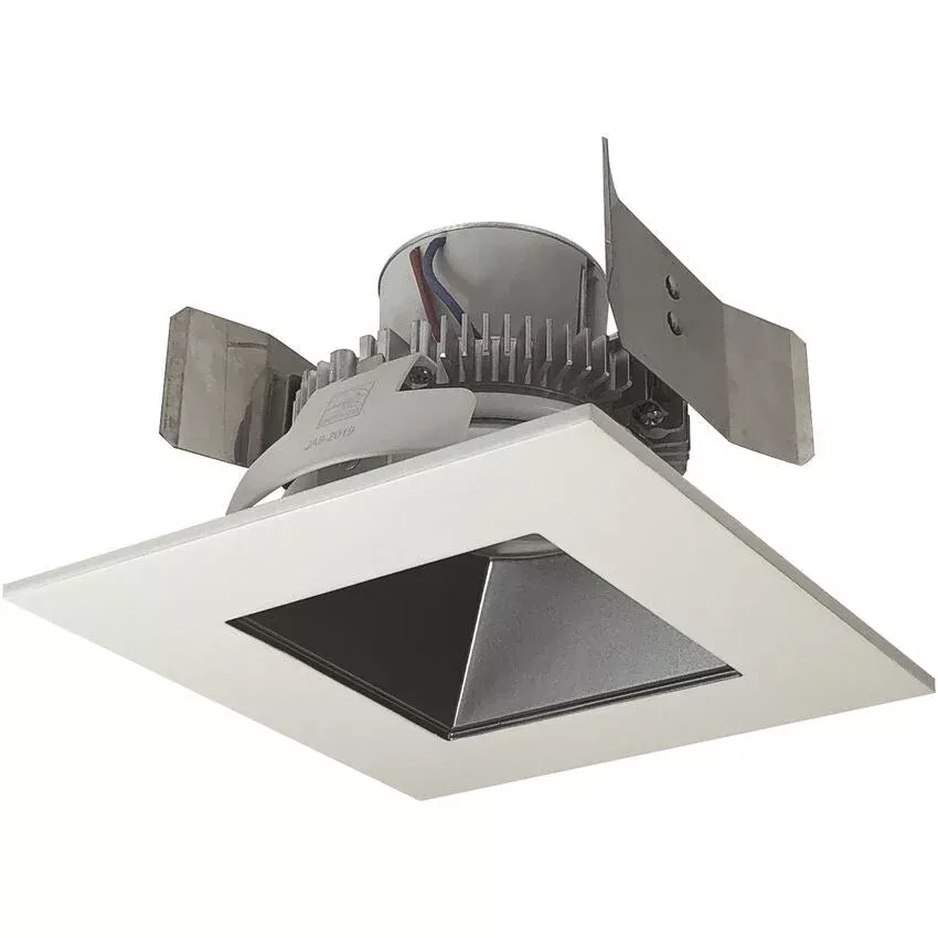 Nora Lighting NLCBC2-55635PW/A 5" Cobalt Click Square Retrofit Reflector with Square Aperture, 750lm / 10W, 3500K, Pewter Reflector / White Flange