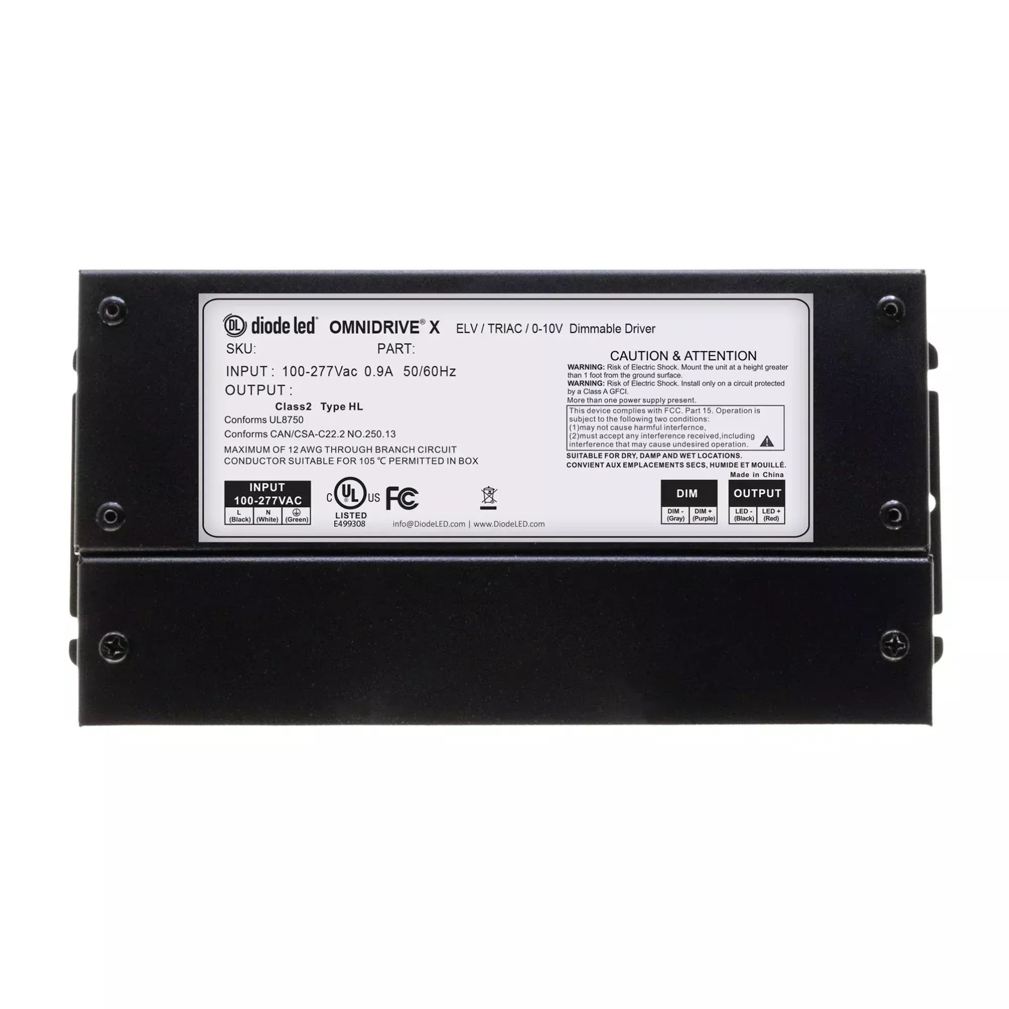 OMNIDRIVE X 120W 12VDC LED Dimmable Driver with Junction Box, 120-277V