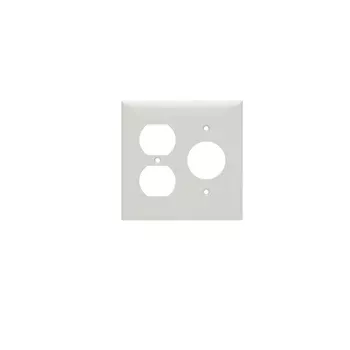 Pass And Seymour Plate Plastic 2-Gang Single/Duplex Without Line White (SP78W)