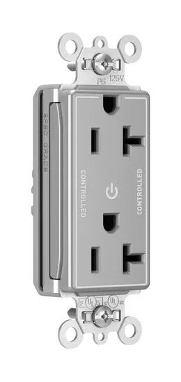 Pass and Seymour Plugtail Plugload Decorator 20A125V Dual Controlled Gray(PT26352CDGRY)