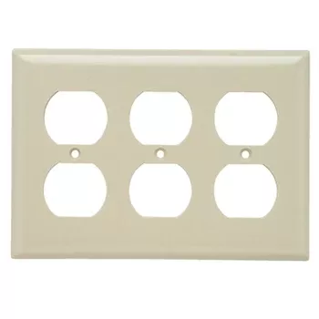 Pass And Seymour Smooth Wall Plate 3-Gang Duplex Ivory (SP83I)