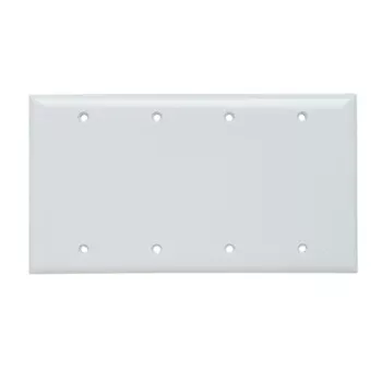 Pass And Seymour Smooth Wall Plate 4-Gang Blank Box Mount (SP43W)