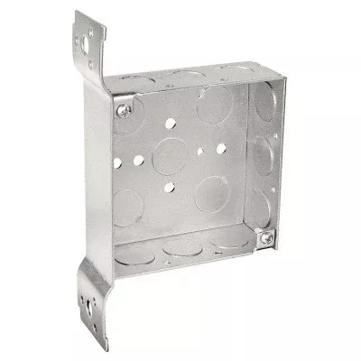 Southwire Garvin 4 Square Junction Box 1-1/2 Inch Deep With Flat Vertical Bracket (9) 1/2 Inch Side Knockouts (52151-F)