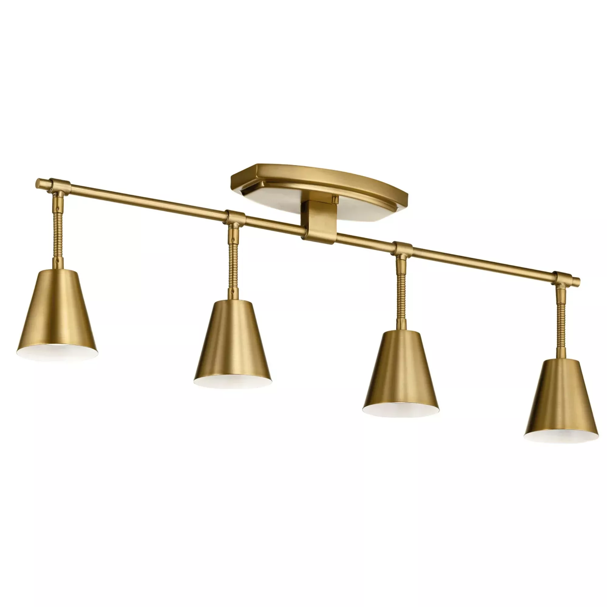 Sylvia 30" 4-Light Fixed Rail Light, Brushed Natural Brass Finishs