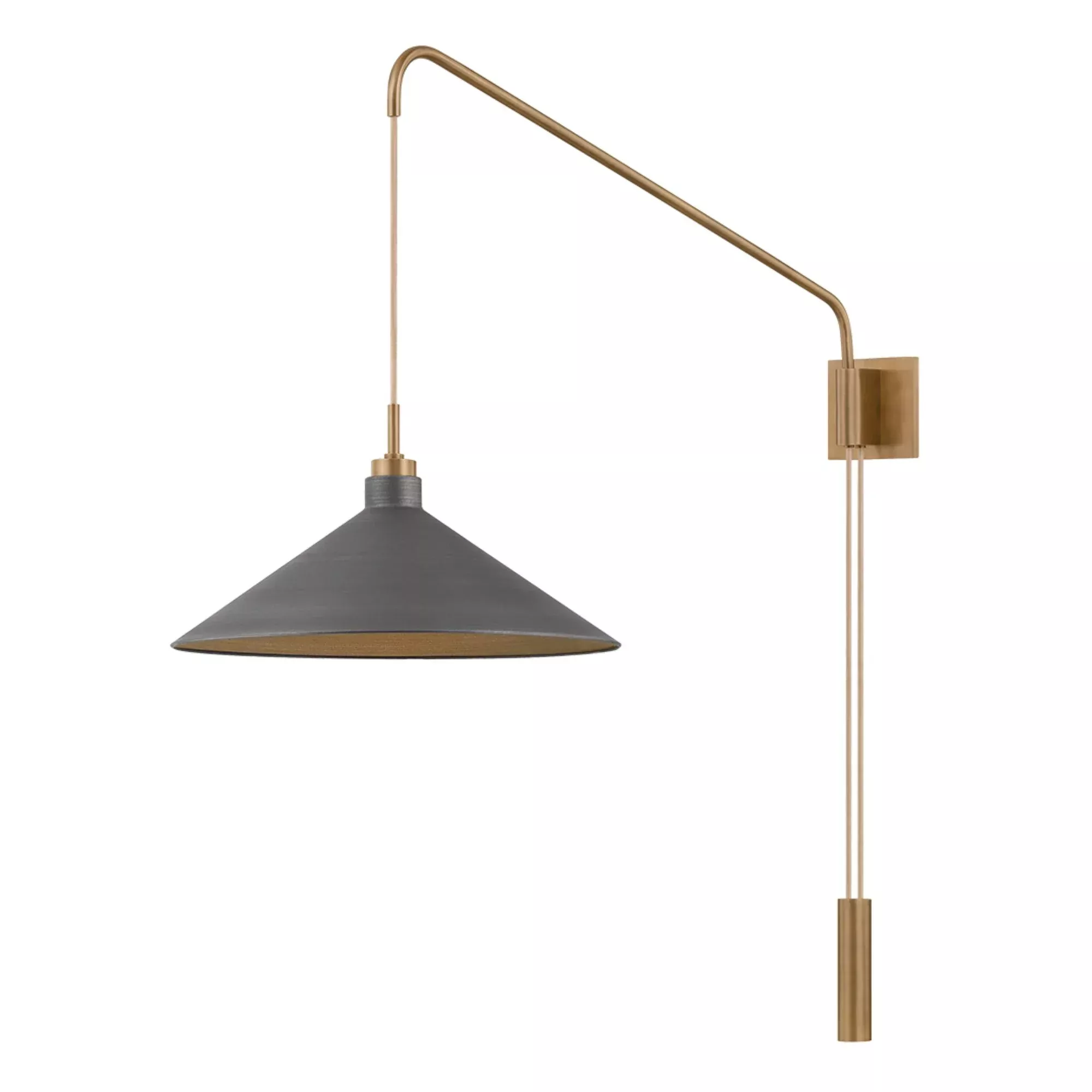 Troy Lighting Conor 35.5 in. Swing Arm Lamp, Patina Brass & Graphite